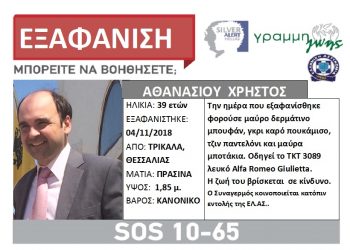 Εξαφάνιση 39χρονου στα Τρίκαλα