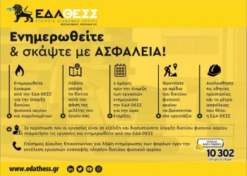 Πλήρης αποκατάσταση αγωγού φυσικού αεριού στην πόλη των Τρικάλων